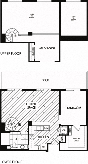 Floor plan for 1 bed, 1 bath, 1034 sqft
